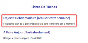 objectif hebdomadaire